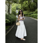 pusumede氧气韩妹 蛋糕裙 气质宽松中长款 白色a字半身裙女夏季 韩版