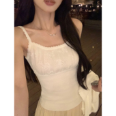 蕾丝拼接吊带背心女内搭修身 pusumede 初恋味道 纯欲外穿针织上衣