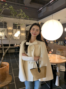 pusumede 矜贵千金 1OO羊毛双面呢大衣女气质优雅斗篷毛呢外套