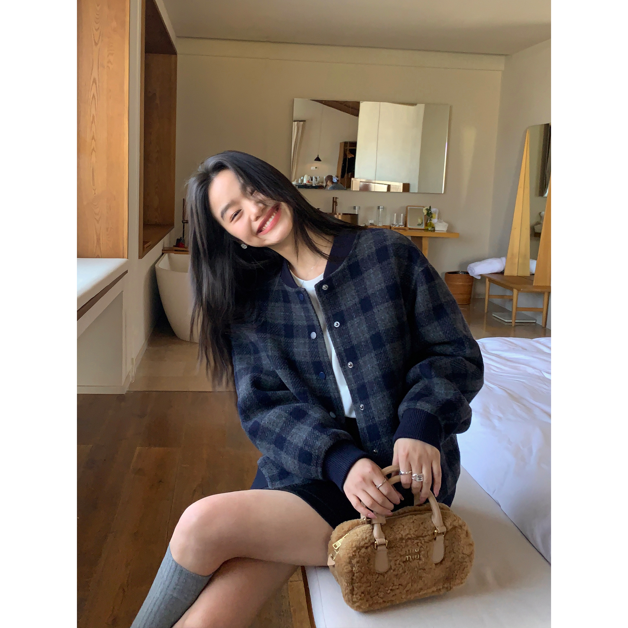 经典罗纹领棒球服外套