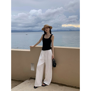 女直筒长裤 pusumede 1OO亚麻阔腿休闲裤 松弛老钱调 现货7折