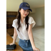 莱赛尔亚麻连袖 衬衫 女气质短袖 pusumede 衬衣松弛感小飞袖 上衣