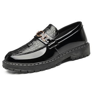 夏季休闲皮鞋男韩版潮流一脚蹬懒人男鞋英伦小皮鞋青年百搭乐福鞋