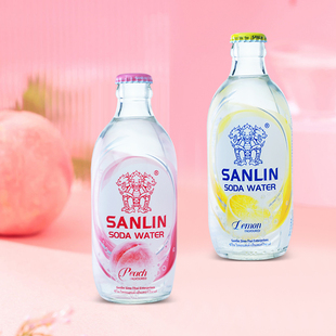 三麟苏打水原味气泡水335ml 瓶整箱无糖碳酸饮料柠檬白桃味汽泡水