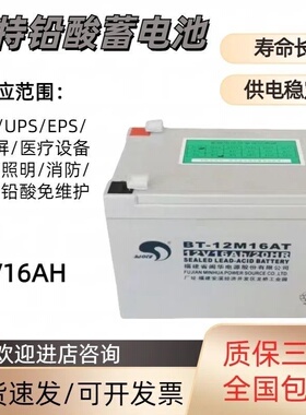 赛特蓄电池BT-12M16AT免维护12V16Ah/20HRUPSEPS消防直流屏太阳能