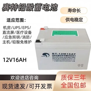 赛特蓄电池BT-12M16AT免维护12V16Ah/20HRUPSEPS消防直流屏太阳能