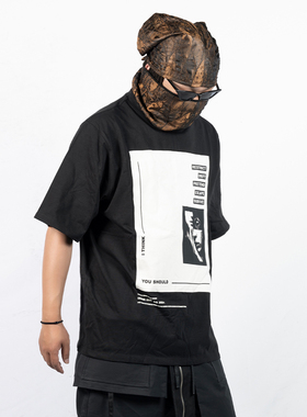 INSIDE OUT 暗黑先锋原创独立设计师小众潮流嘻哈机能短袖T恤男