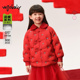 红色新年季 800蓬95绒拜年服 woobaby女童羽绒服25春保暖中式 外套