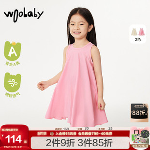 woobaby女童背心裙夏季 甜美公主裙连衣裙仙女裙子 女宝宝小童无袖