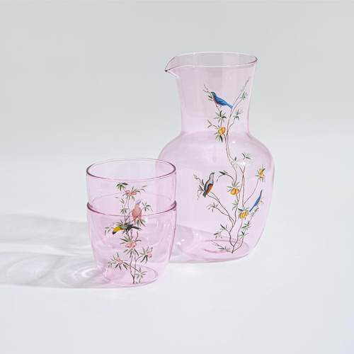 不止威尼斯中古玻璃/绝版翠鸟系列凉水壶果汁壶醒酒器套杯1壶两杯