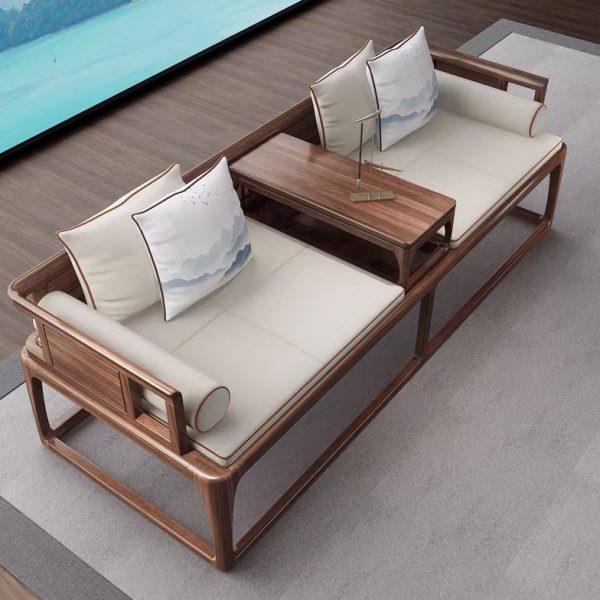 新中式罗汉床现代简约中式实木沙发床双人位茶室会所客厅禅意家具