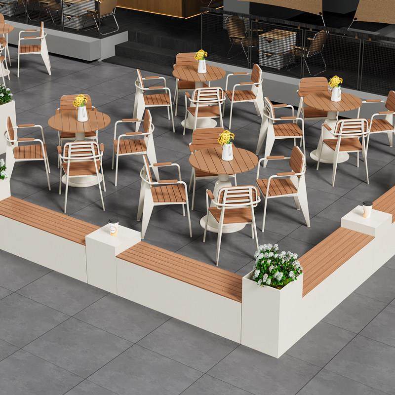 咖啡厅奶茶店户外露天庭院桌椅组合阳台室外喝茶泡茶休闲 桌椅套