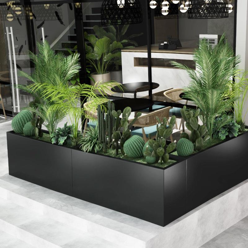 户外不锈钢花槽种植箱奶茶店镀锌板花箱铁艺花钵花坛花盆隔离花架