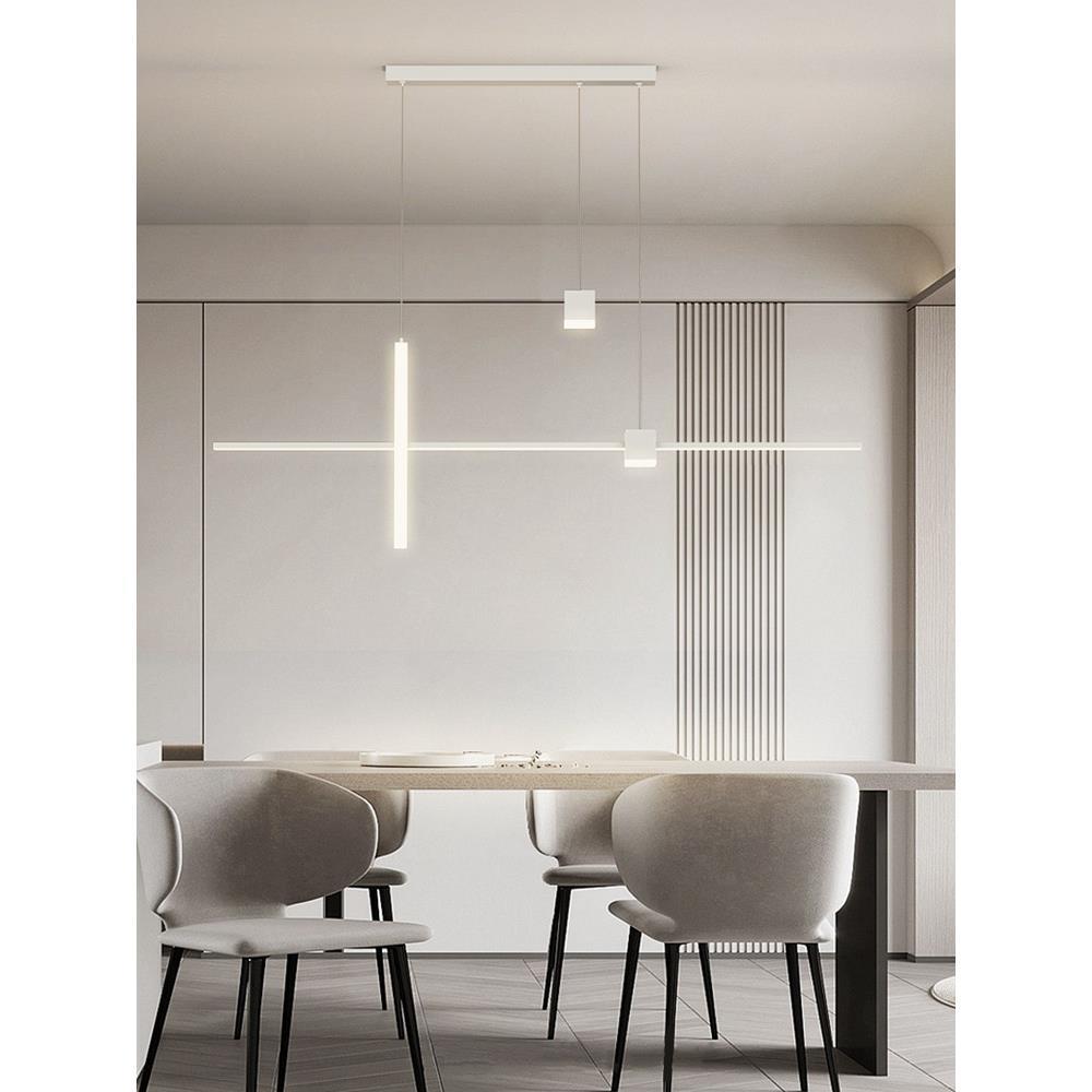 极简餐厅吊灯线条几何现代简约北欧白色饭厅餐桌岛台吧台长条吊灯