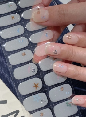 nownownail设计款uv凝胶美甲贴指甲贴防水持久黑皮hello kite