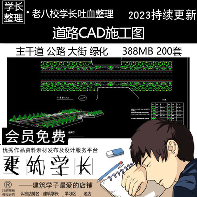 道路景观CAD施工图主干道公路大街绿化总平面图园林设计素材