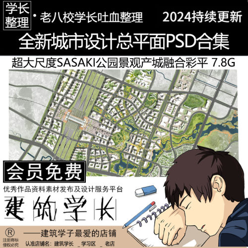 全新城市设计总平面PSD合集  超大尺度SASAKI公园产城融合规划