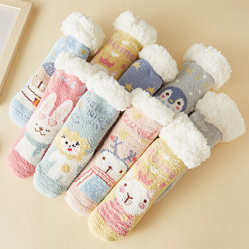 小石鱼居家地板袜冬保暖防滑袜子