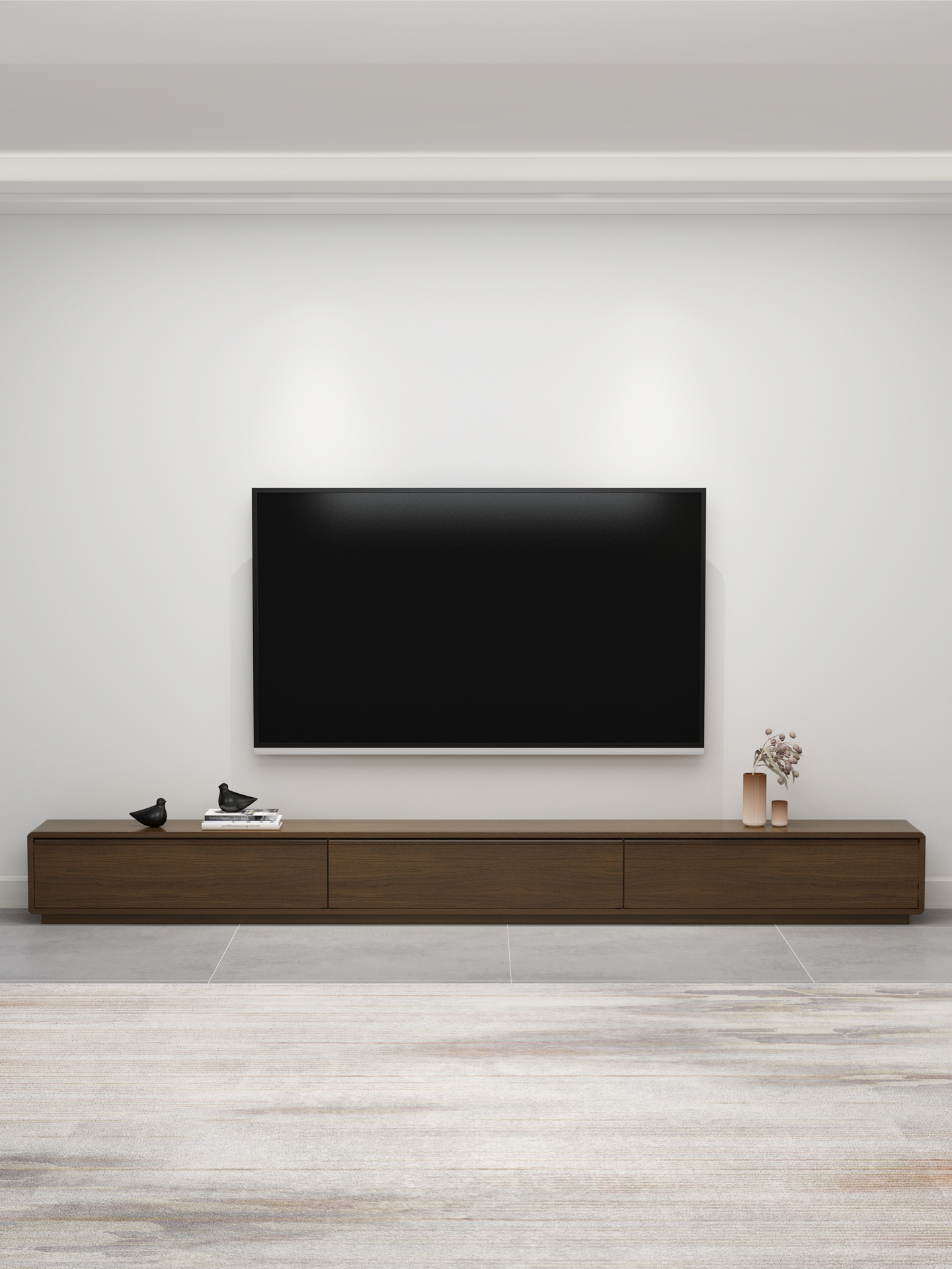 北欧落地实木电视柜客厅家庭咖啡桌组合简单的小公寓胡桃木彩色电