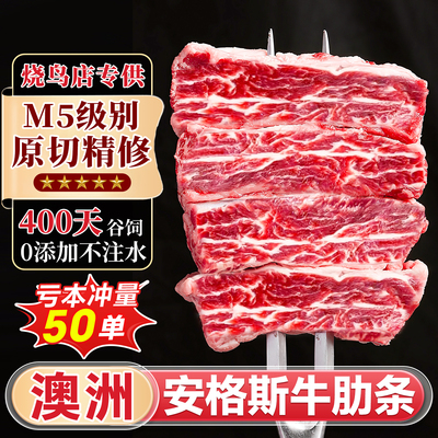 安格斯牛肋条肉牛肉新鲜雪花谷饲原切去骨牛腩烧烤肉生鲜食材商用