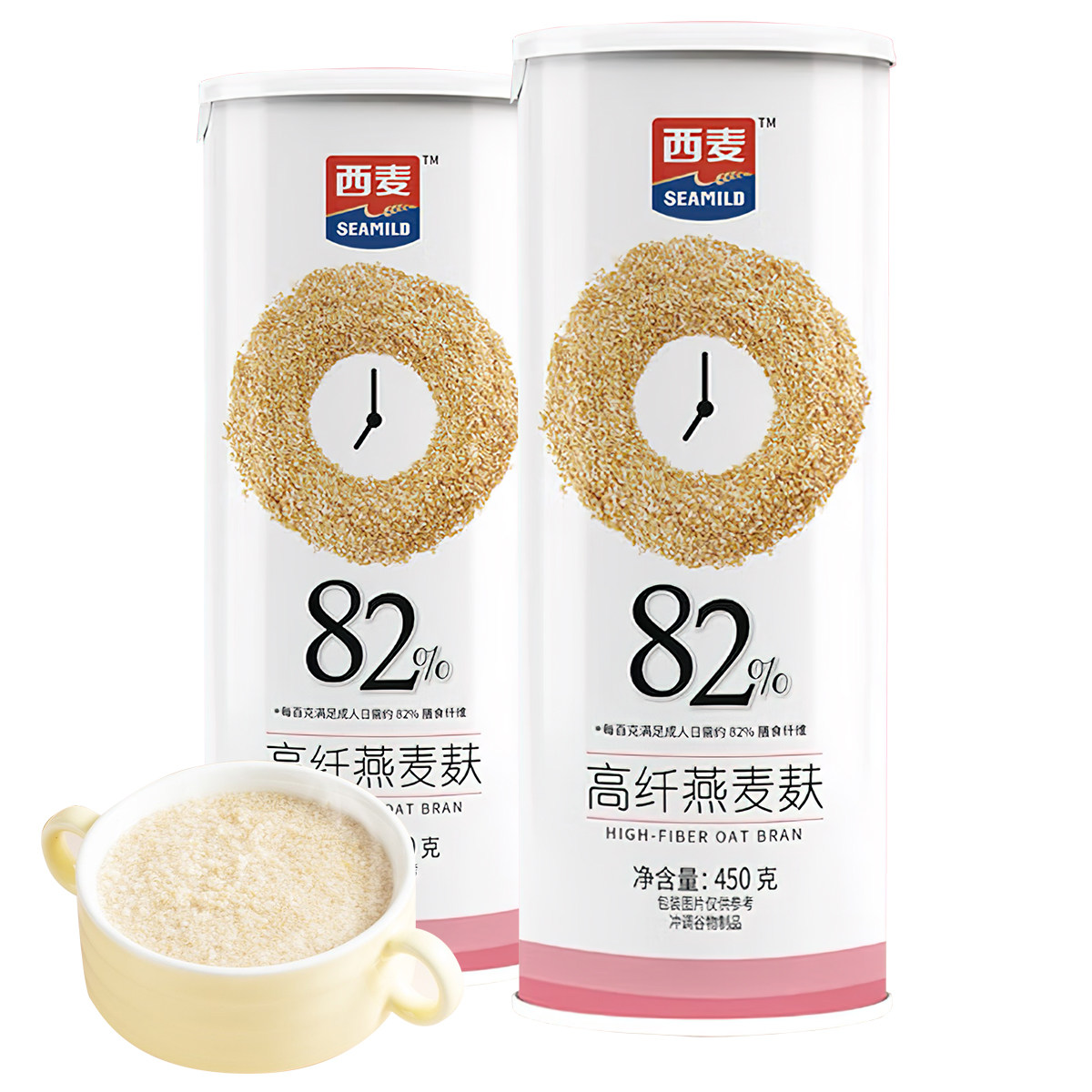 西麦 SEAMILD 高纤燕麦麸皮450g*1罐/2罐/3罐 燕麦片低GI即食营养