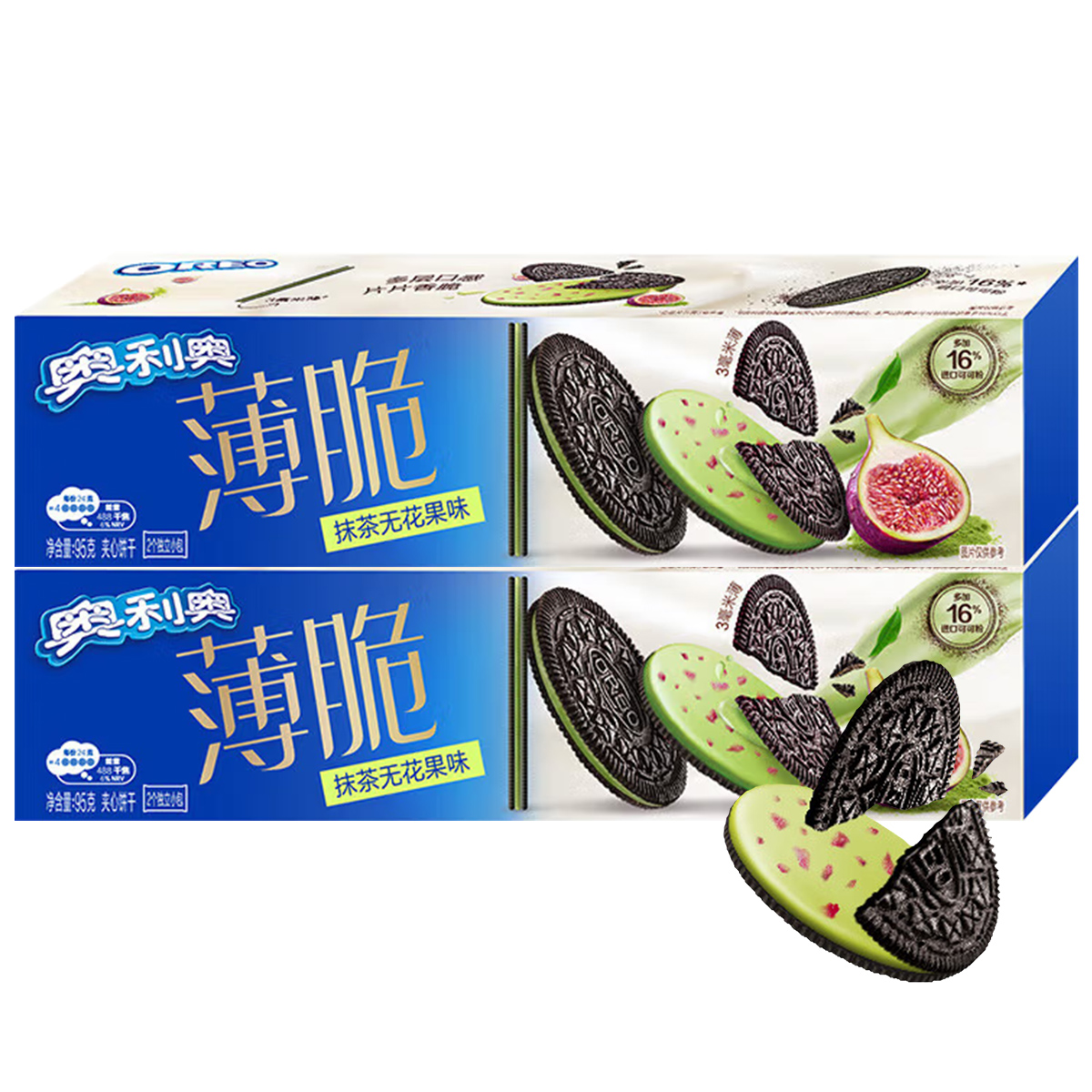 奥利奥 薄脆饼干95g*2盒 （抹茶无花果味/草莓味/香草奥碎味）