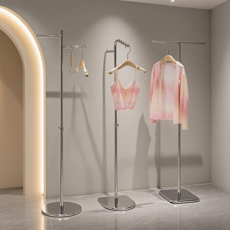 服装店展示架落地式不锈钢挂衣架中岛橱窗男女装货架家用陈列帽架