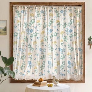 免打孔窗帘布遮光遮阳北欧简约2025年新款隔热防晒短帘半帘挂钩款