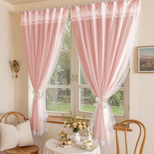 免打孔新款 窗帘纱帘免打孔卧室客厅阳台飘窗遮光出租房成品窗帘