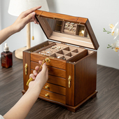木质首饰盒精致高档2025新款 实木大容量耳环项炼饰品收纳盒子新婚