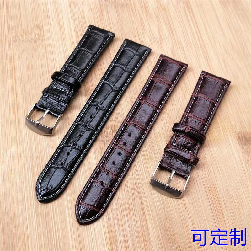 手表皮带棕色黑色20MM手表皮带竹节纹非pu皮革优质手表带定制