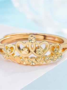 韩版镀金 皇冠开口戒指时尚情侣对戒高档礼物戒指女手饰饰品定制