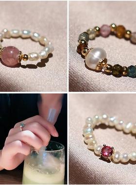 新款天然珍珠戒指女简约