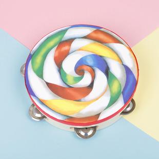 奥尔夫打击乐器铃鼓8寸棒棒糖单排手摇铃鼓手拍鼓幼儿园音乐教具