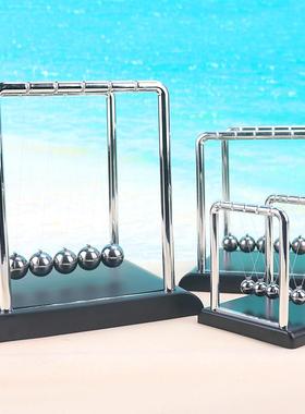 方形黑底牛顿摆球撞球碰碰球不锈钢金属铁球混沌办公桌面摆件定制