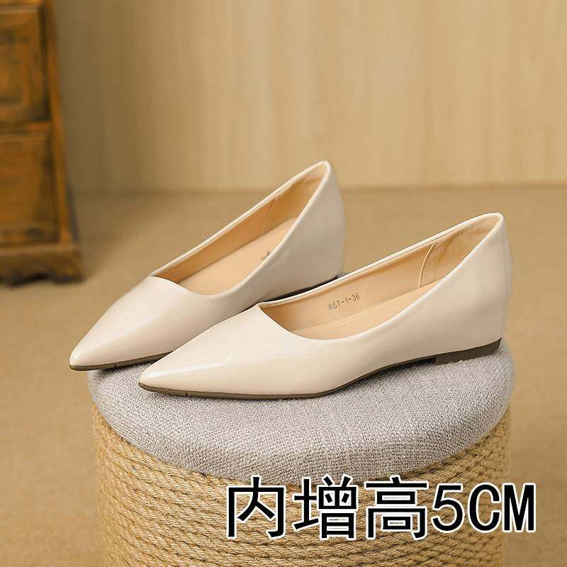 D867-1内增高平底鞋尖头浅口职业单鞋女工作不累脚高级感百搭女鞋