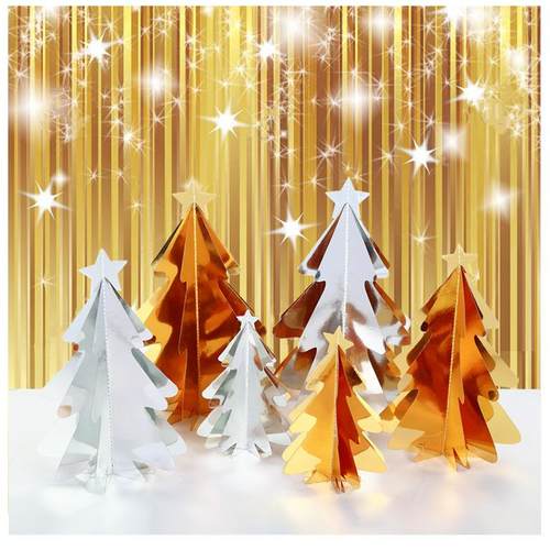 6棵立体迷你台面圣诞树套装 圣诞节聚会派对空中吊饰装饰布置道具