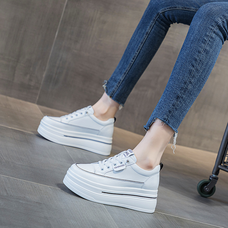2026春季新款坡跟松糕厚底休闲鞋内增高女鞋小个子小白鞋单鞋定制