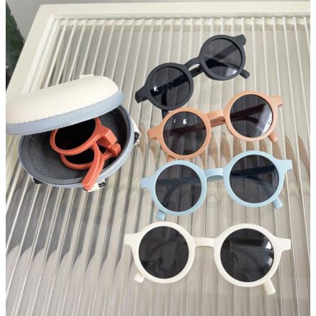 新款折叠儿童太阳镜男女宝宝洋气墨镜马卡龙色圆框糖果色眼镜定制