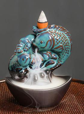 倒流香炉高山流水沉香檀香炉禅意茶道家用室内创意摆件陶瓷炉定制