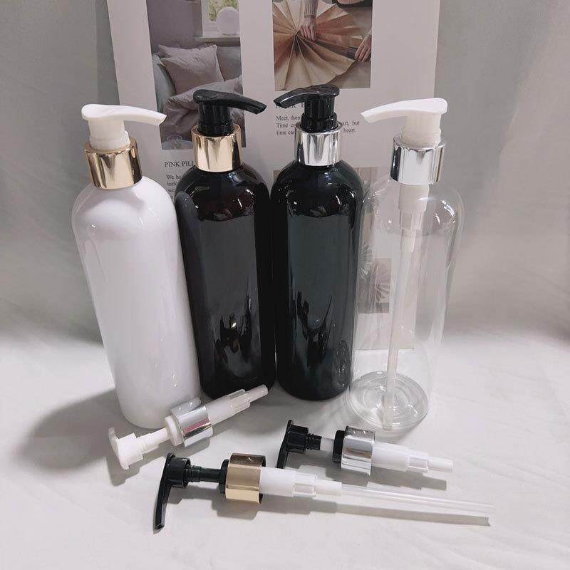 400ml圆肩按挤压泵PET分装瓶替换洗发水沐浴露乳液瓶电化铝旋转泵