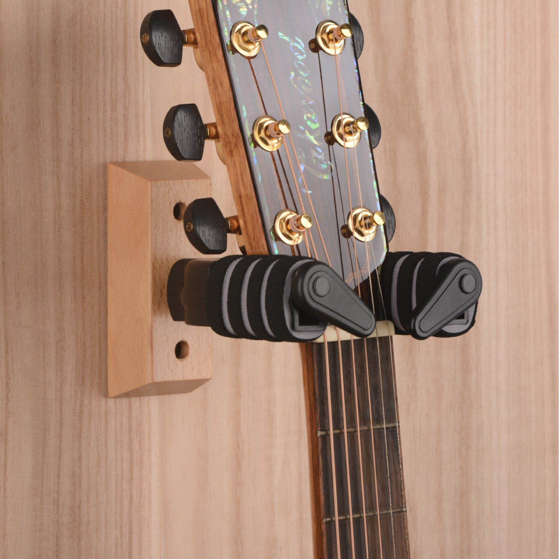 木头座吉他挂钩自动锁电吉他架上墙壁挂支架吉他墙挂吉他架子琴架