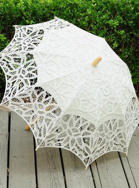 工艺花边蕾丝伞 棉布舞蹈摄影装饰婚礼伞 欧式旅游晴雨公主汉服伞