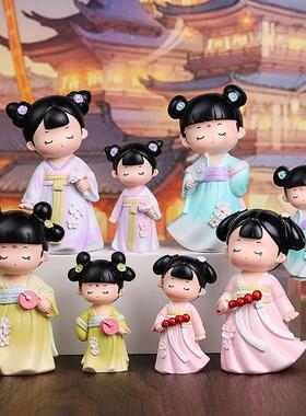 国潮风萌小甜创意古风桌面装饰摆件学生礼品树脂工艺品家居装饰定