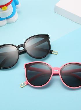 2025硅胶儿童太阳镜 新款卡通框架黑色大脸时尚小孩防紫墨镜定制