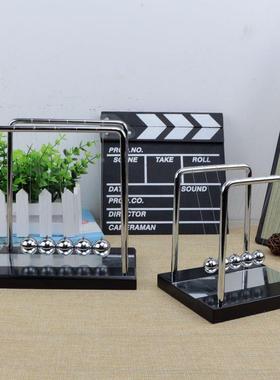 实木方型带镜子牛顿撞球 创意碰碰球摇摆球工艺礼品装饰摆件定制