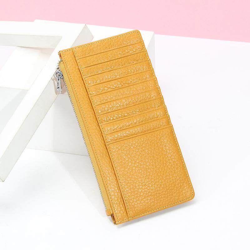 简约头层拉链女士钱包长款外贸多卡位卡夹薄款手包长钱夹定制