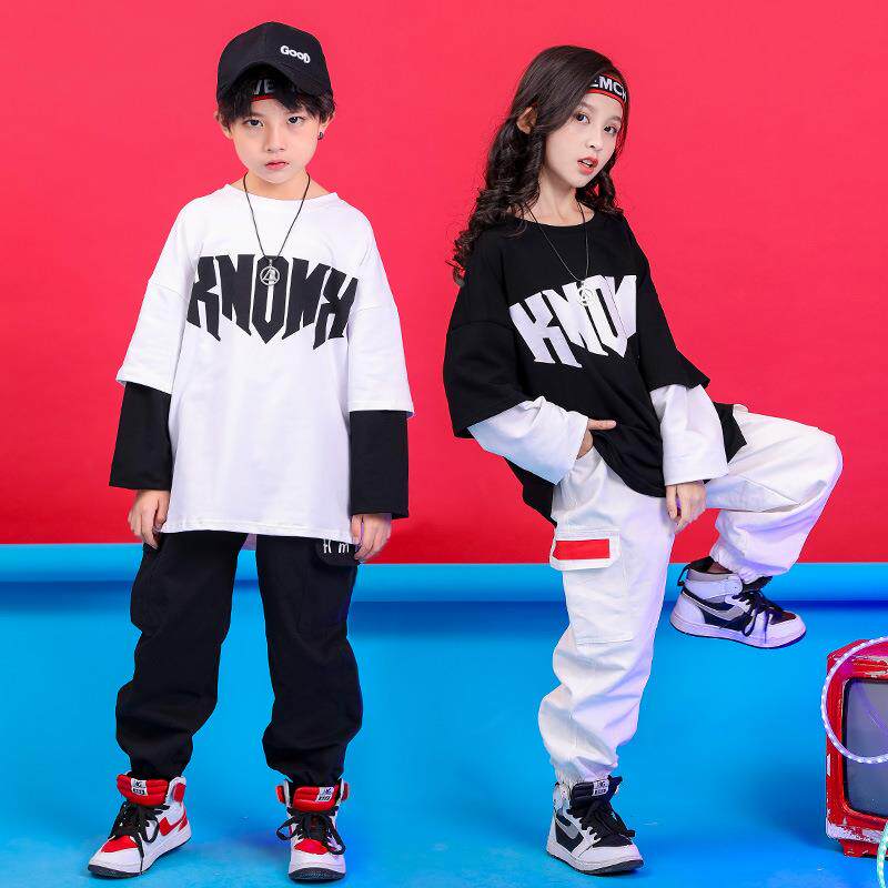 儿童街舞套装男童嘻哈服装走秀架子鼓表演服演出服女童爵士舞潮牌