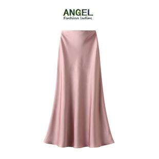 设计感光泽面料半身裙女夏季 鱼尾裙高腰显包臀裙9902定制 中长款