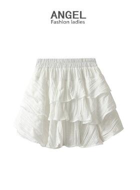 高腰超短裙蛋糕半身裙女2025夏季薄款不规则泡芙裙裤D8805定制